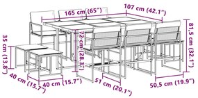 11 pcs conj. de jantar p/ jardim c/ almofadões textilene branco