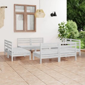8 pcs conjunto lounge de jardim pinho maciço branco