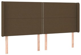 Cabeceira de cama c/ luzes LED tecido 203x16x118/128cm castanho