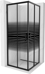 Mexen Rio cabine de duche quadrada 80 x 80 cm, faixas pretas, preta - 860-080-080-70-20