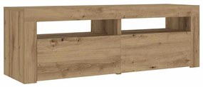 Mesas cabeceira c/ LEDs 2 pcs 60x35x40 cm carvalho artesanal
