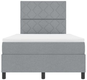Cama Box Spring com Colchão Cinza Claro Cama Pequena de Tecido