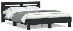 Estrutura cama c/ cabeceira 140x190 cm derivados madeira preto