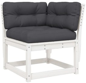 6 pcs conj. sofás de jardim c/ almofadões pinho maciço branco