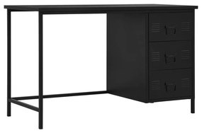 vidaXL Secretária com gavetas industrial 120x55x75 cm aço preto