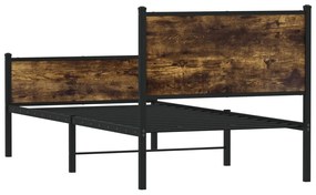 Estrutura de cama sem colchão 90x190 cm metal carvalho fumado