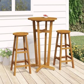 vidaXL Conjunto de bar 3 pcs madeira de acácia maciça
