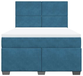 Cama com molas/colchão 160x200 cm veludo azul