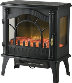 HOMCOM Salamandras Elétricas 1000W/2000W 6820BTU com Temperatura e Brilho Ajustável para Ambientes 15-30 m² 55x31x58 cm Preto | Aosom Portugal