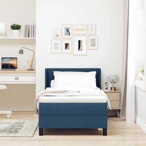 Cama Box Spring com Colchão Azul, 80 x 200 cm, Tecido