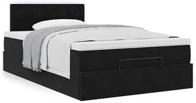 Cama otomana com colchão 120x190 cm veludo preto