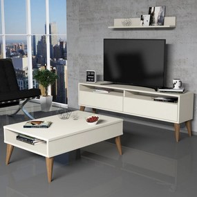 Conjunto de Mobiliário de Sala de Estar Best – Creme – Aparador TV 150