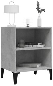 Mesa de cabeceira c/ pernas em metal 40x30x50 cm cinza cimento