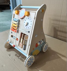 AIYAPLAY Andarilho de Madeira para Bebé 3 em 1 com Brinquedos Montessori, Painel Amovível de Dupla Face, Arrumação e Rodas, 1-3 Anos, Natural | Aosom Portugal