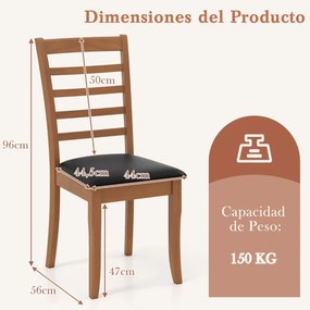Conjunto de 2 cadeiras de sala de jantar em madeira de cozinha modernas estofadas com pernas em madeira de borracha e encosto alto preto