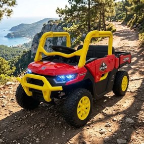 Carro elétrico para crianças 1 a 6 anos 12V 4x4 Buggy 1000RR rodas borracha e controlo remoto Vermelho