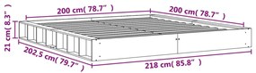 Cama sem colchão 200x200 cm pinho maciço castanho-mel