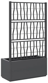 Vaso/floreira de jardim c/ treliça 80x36x140 cm PP cinza-escuro