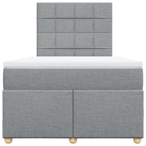 Cama boxspring com colchão 120x190 cm tecido cinzento-claro