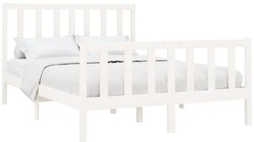 Cama sem colchão 140x190 cm madeira de pinho maciça branco