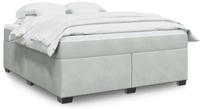 Cama com molas/colchão 180x200 cm veludo cinzento-claro