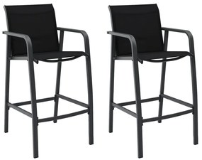 Cadeiras de bar para jardim 2 pcs textilene preto