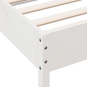 Cama sem colchão 140x190 cm madeira de pinho maciça branco