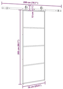 Porta deslizante c/ conj. ferragens 76x205cm vidro ESG preto
