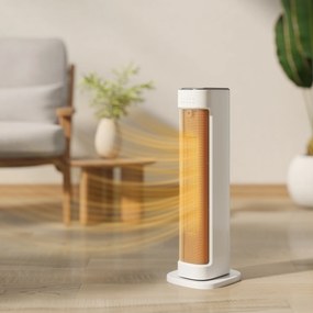 Aquecedor Elétrico de Baixo Consumo 2000W com 3 Modos Termostato Regulável Proteção contra Sobreaquecimento 21x19,7x61 cm Branco