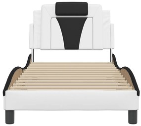 Estrutura de cama c/ cabeceira couro artificial 90x190cm