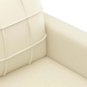 Sofá de 3 lugares 180 cm couro artificial cor creme