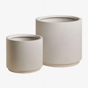 Conjunto De 2 Vasos Ø35 Cm / Ø25 Cm Em Polystone Saturno Branco - Sklum