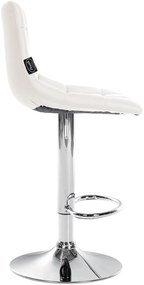 Conjunto de 2 bancos altos Jerry em couro sintético com estrutura cromada 87-108,5 x 43 x 46,5 cm Branco