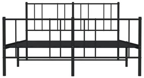 Estrutura de cama com cabeceira e pés 120x200 cm metal preto