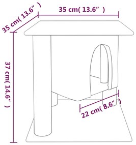 Árvore p/ gatos c/ postes arranhadores sisal 37 cm cinza-claro