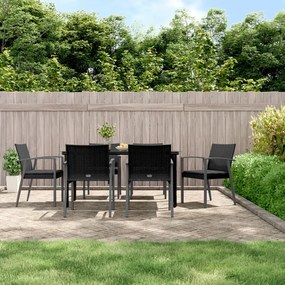 vidaXL 7 pcs conjunto de jantar p/ jardim c/ almofadões vime PE e aço