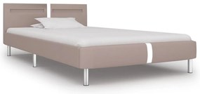 Estrutura de cama c/ LEDs 90x200 cm couro artificial cappuccino