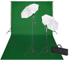 vidaXL Kit de estúdio com fundo verde 600x300 cm e luzes