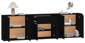 Aparadores 3 pcs derivados de madeira preto