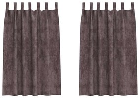 Cortinas de Veludo 2 pçs com Ilhós Castanho 175x140 cm