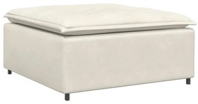 Sofá modular com pufes e almofadas veludo creme