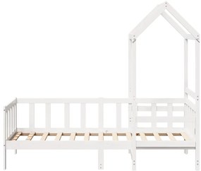 Conj. sofá-cama e banco c/ telhado 80x200cm pinho maciço branco