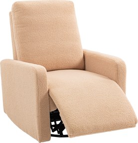 Poltrona Relax Reclinável Manual Poltrona Relax de Borreguito com Função de Baloiço 360° Reclinável até 135º 76x94x100 cm Castanho Claro