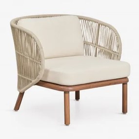 Poltrona Em Madeira De Acácia E Corda Trançada Capri Beige Creme - Sklum
