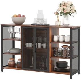 Aparador de Cozinha Industrial Móvel de Armazenamento de Garrafas para Bar Sala Cozinha 120x40x76 cm Castanho Rústico