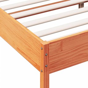 Cama sem colchão 140x190 cm pinho maciço castanho-mel