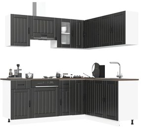 vidaXL 11 peças armário de cozinha conjunto Lucca preto