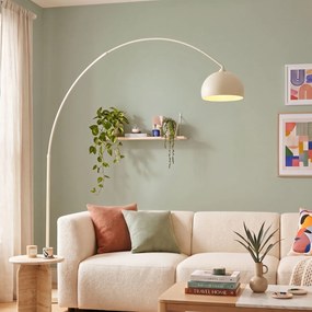Candeeiro de Arco Moderno Bege com Base de Mármore - XXL