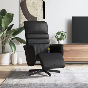 356710 vidaXL Cadeira massagens reclinável c/apoio pés couro artificial preto