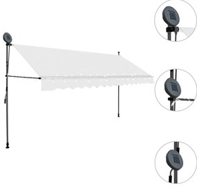 Toldo retrátil manual com LED 400 cm creme